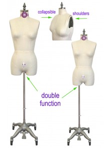 PDM WORLDWIDE Adjustable Dress Form Mannequin for Sewing Female Size 6-14,  Pinnable Body Form with 13 Dials, Detachable Rolling Base, 42.5-60 Height